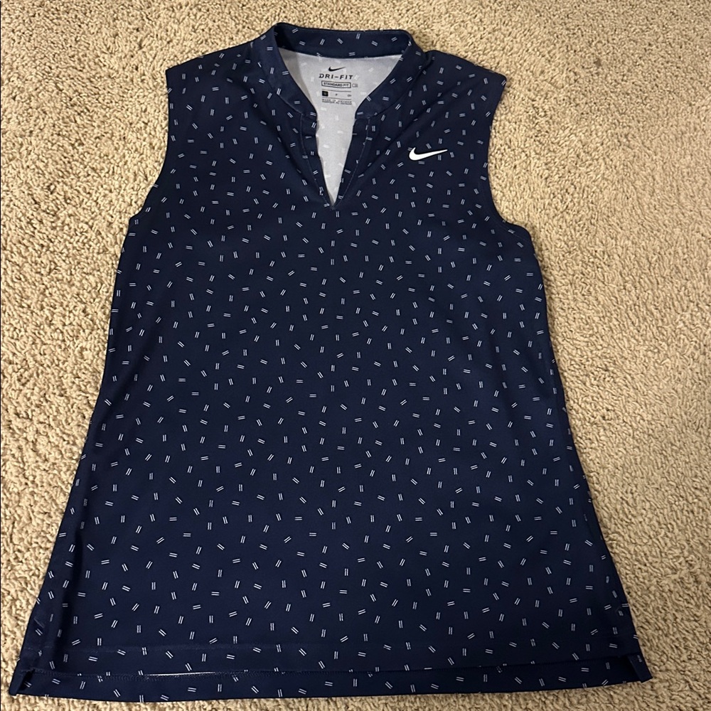 Nike Blue Patterned Sleeveless Polo